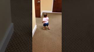 Baby runs into wall learning to walk [upl. by Arawaj]