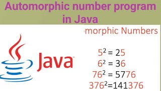 Automorphic number in java [upl. by Devehcoy]