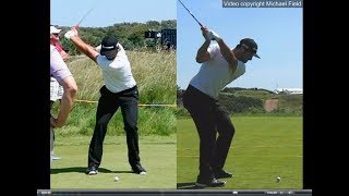 Jon Rahm golf swing  Long Iron faceon amp downtheline July 2017 [upl. by Lehcin]