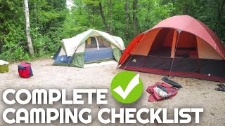 Complete Camping Checklist  Everything You Need for a Weekend of Camping  Camping for Beginners [upl. by Otsirc98]