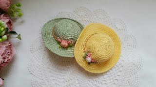 Crochet doll hat tutorial 👒 crochethäkeln [upl. by Aneele896]