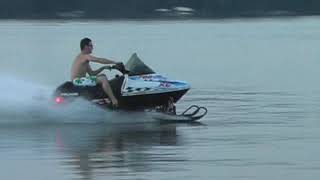 Snowmobiling stunt Lake Okoboji cam 1 [upl. by Odlaumor]