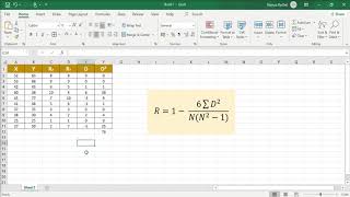 Spearmans Rank Correlation Coefficient in Excel [upl. by Bonner]