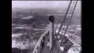 RMS Aquitania battles with a Hurricane  Cunard  Original footage [upl. by Luht]