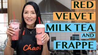 HOW TO MAKE RED VELVET MILK TEA  2 WAYS RECIPE FOR 22 OZ CUPS [upl. by Rebna]