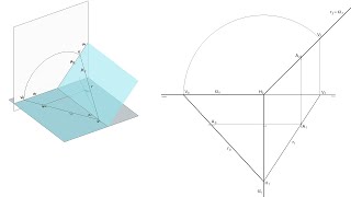 Abatimiento de plano proyectante vertical en Sistema Diédrico [upl. by Jelena]