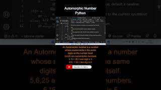 automorphic number in Python [upl. by Valtin]