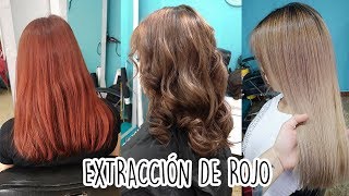 EXTRACCIÓN DE ROJO A MARRÓN Y RUBIO  MadMoon Peluquería [upl. by Naillimxam830]