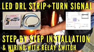 How To Install amp Wire LED DRL Light Strip  Turn Signal [upl. by Ljoka]