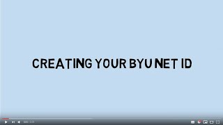 Creating Your BYU Net ID v 4 [upl. by Atinrehs]