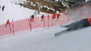 Carnage Hobby skiers at the Kitzbuehel start house [upl. by Akinam]