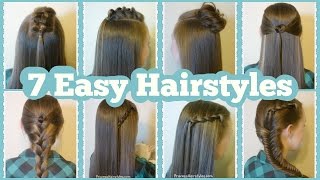 7 Quick And Easy Hairstyles For School [upl. by Htabmas]