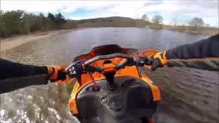 Snowmobile water skipping in the river 17km  1059Miles [upl. by Ping]