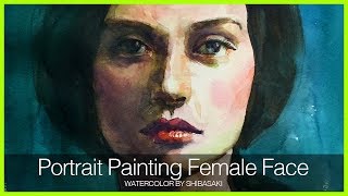 Eng sub Watercolor Portrait Painting Female Face Easy Tutorial 水彩で女性の顔を美しく描くコツ 初心者講座 [upl. by Danit]