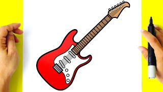 Como DESENHAR uma GUITARRA  Como DIBUJAR una GUITARRA  How to DRAW an ELECTRIC GUITAR [upl. by Felicle]