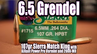 65 Grendel  107gr Sierra Match King [upl. by Roydd328]