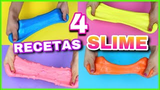 4 RECETAS PARA HACER SLIME  SLIME FÁCIL Y SIN BÓRAX  NatyGloss [upl. by Crystie]