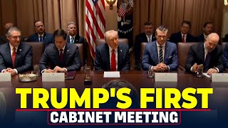 President Donald Trumps first Cabinet meeting Elon Musk DOGE USA America Federal Workers [upl. by Nawotna17]