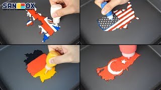 National Flag Map Pancake art  USA United Kingdom Germany Turkey [upl. by Oluap403]