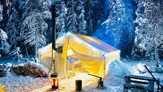 29C WINTER CAMPING IN THE WARMEST HOT TENT ON EARTH [upl. by Norrad]