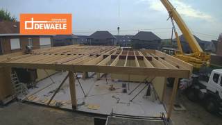 Montage van een houtskeletbouw woning timelapse [upl. by Mercuri]