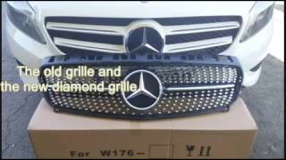 MercedesBenz Front Diamond Grille installation W176 Cheap way [upl. by Dranoc463]