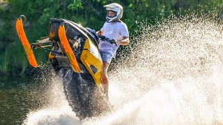 SNOWMOBILE WHEELIES ON WATER Water Skipping FAILS amp WINS 2021 [upl. by Anilrahc367]