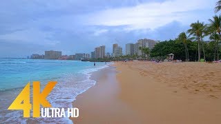 4K Virtual Tour  Waikiki Beach Oahu Hawaii  2 Hours Relaxations Video [upl. by Eliot300]