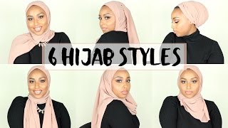 6 SIMPLE HIJAB STYLES USING 1 SCARF  Aysha Abdul [upl. by Patterman]