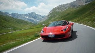 Ferrari 458 Spider on the Stelvio Pass  CAR and DRIVER [upl. by Enyak]