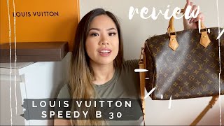 LOUIS VUITTON SPEEDY 30 BANDOULIERE  REVIEWCHAT [upl. by Nitsreik287]