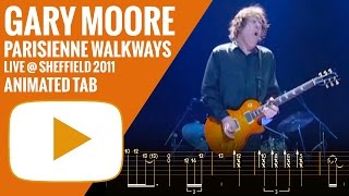 GARY MOORE  PARISIENNE WALKWAYS  Guitar Tutorial  Animated Tab [upl. by Novaat]