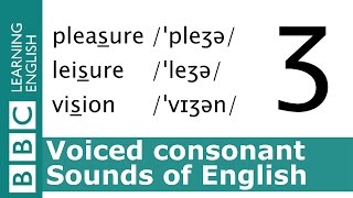 English Pronunciation 👄 Voiced Consonant  ʒ  pleasure leisure and vision [upl. by Lilias337]