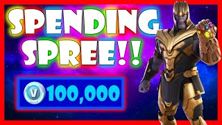 SPENDING 100000 VBucks in FORTNITE Spending Spree 24 [upl. by Yeliw]