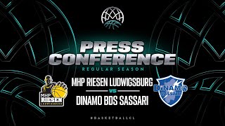 MHP RIESEN Ludwigsburg v Banco di Sardegna Sassari  Press Conference  BCL 202324 [upl. by Otrepur]