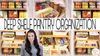 HOW TO ORGANIZE DEEP PANTRY SHELVES  Shirlee Alicia [upl. by Ainoyek]