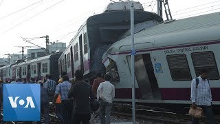 CCTV Footage Shows HeadOn Collision of Trains in India  VOANews [upl. by Razal]