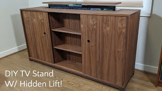 DIY TV Stand W HIDDEN TV LIFT  Nathan Builds [upl. by Alliuqet804]