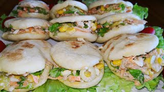 Recette 32 mini batbout au thon  بطيبطات ناجحين بحشوة باردة [upl. by Nerfe]