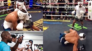 Gervonta Davis KNOCKDOWN a Welterweight Who tried to BULLY Tank in Sparring in Floyd Mayweather Gym [upl. by Gnoc]