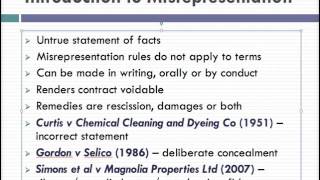 Misrepresentation Lecture 1 of 4 [upl. by Mischa]