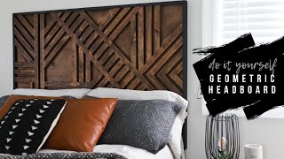 DIY Headboard With Geometric Wood Pattern [upl. by Ayocat]