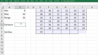 Range Variance Standard Deviation in Excel [upl. by Burford]