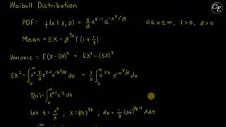 Weibull Distribution  Derivation of Mean Variance amp Moments in English [upl. by Lenette618]