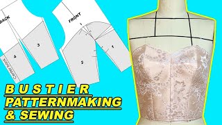 HOW TO DRAFT A BUSTIER BUSTIER  PATTERNMAKING AND SEWING  LA MODÉLISTE [upl. by Buzz]