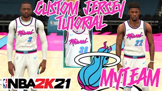 MIAMI HEAT VICE CITY CUSTOM JERSEY TUTORIAL WHITE PINK UNIFORM NBA 2K21 MyTeam WADE BUTLER FIRE [upl. by Sudnac]