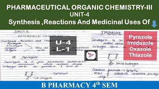 Pyrazole  Imidazole Oxazole Thiazole Synthesis  Properties amp Medicinal uses POCIIIrd U4 [upl. by Sweatt]