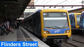 Trains at Flinders Street Station  Metro Trains Melbourne [upl. by Aiket]