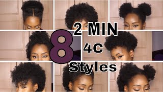 8 SUPER QUICK HAIRSTYLES ON SHORT 4C HAIR [upl. by Asirak982]