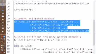 FEM Beam OctaveFreeMatMatlab Code [upl. by Hgieleak]